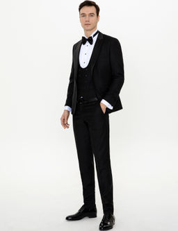 Черный Экс. Slim Fit Жилет Смокинг Костюм Жениха - Cacharel фото 3