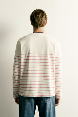 CAMISETA RELAXED FIT JACQUARD RAYAS / Rosa claro - Zara фото 3