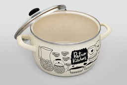 ГЛУБОКАЯ КАСТРЮЛЯ ЭКСКЛЮЗИВ СО СТЕКЛ. КРЫШКОЙ РЕТРО 5,7Л (22 СМ) - Metrot фото 2