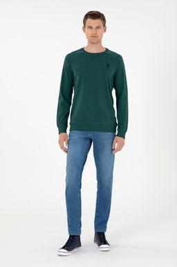 Мужской темно-зеленый базовый свитшот - U.s. polo assn фото 4