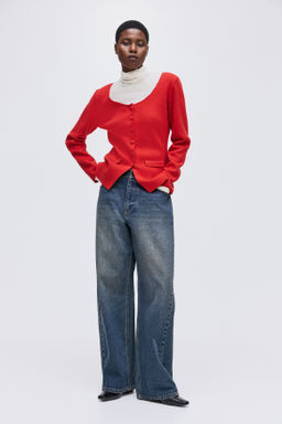 C?rdigan en punto acanalado con escote en U - H&m фото 3