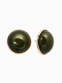 Серьги акрил «Стиль», круг, зелёные в золоте