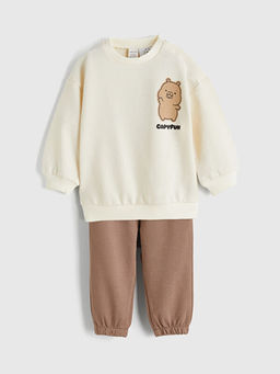 K?z Bebek Capyfun Bask?l? Sweatshirt E?ofman Tak?m