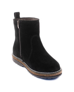 Ботинки женские на войлочной подошве, черные,замша, молния.