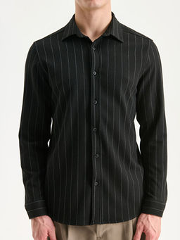 Slim Fit Uzun Kollu ?izgili Erkek G?mlek