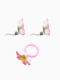 Набор детский "Выбражулька" 3 пред-а: бусы, браслет, кольцо б-р, цветок, цветной