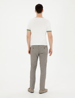 Ye_il Slim Fit Keten Kar___ml_ Kanvas Pantolon