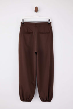 Koyu Kahverengi Poliviskon Dokuma Salvar Pantolon TWOSS26PL00039 - Trendyolmilla фото 8