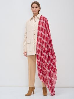 ХЛОПОК ВИСКОЗА Большой, красивый двусторонний палантин с необычной выработкой по всему полотну изделия - Tantino фото 2