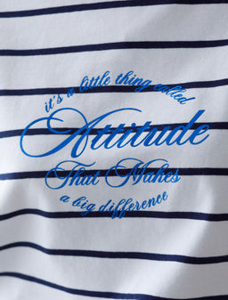 Лонгслив в полоску с принтом из премиального хлопка с эластаном - Vilatte фото 2