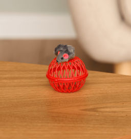 Игрушка для кошек, плетеный шарик с бубенчиком и мышкой, цвет в ассортименте WPS274