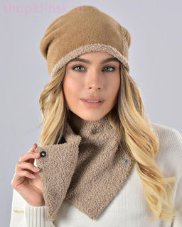 Бархат полоска термо Комплект флис (шапка+снуд) (56-58)