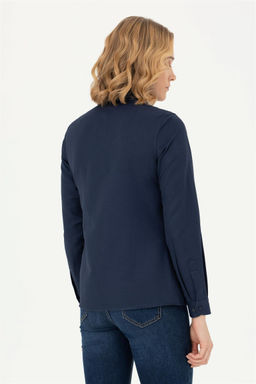 Женская базовая рубашка темно-синего цвета с длинным рукавом - U.s. polo assn фото 5