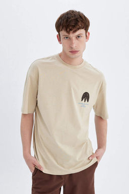 Футболка Comfort Fit с круглым вырезом и короткими рукавами с принтом на спине - Defacto фото 6