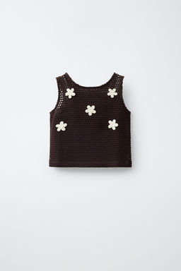 TOP PUNTO CROCHET FLORES / Marr?n - Zara фото 3