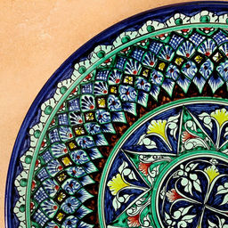 Ляган узбекский Риштанская керамика «Узоры» для плова, 43 см, разноцветный