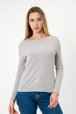 Лонгслив женский из рибаны Серый меланж - Амадэль фото 2