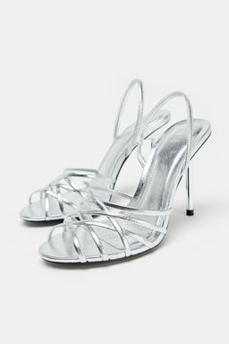 METALLIC-EFFECT HIGH-HEEL SANDALS