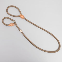 Поводок-удавка 150 х 1 см, полиэстер и натуральная кожа, бежевый - Пижон фото 6