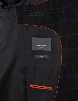 Siyah Slim Fit Ekose Y_nl_ Tak_m Elbise