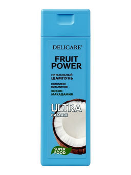 Шампунь для волос Delicare Fruit Power, питание и гладкость, с кокосом, 280 мл
