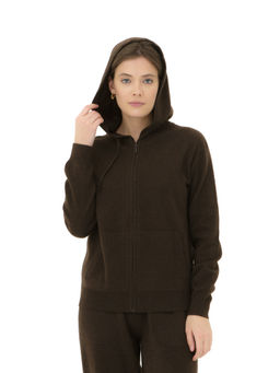 Джемпер из пуха яка с капюшоном 4204 темно-коричневый