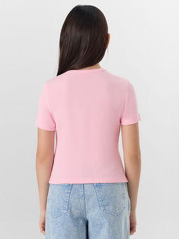 Футболка для девочек розовая с декоративным бантиком - Mark formelle фото 2