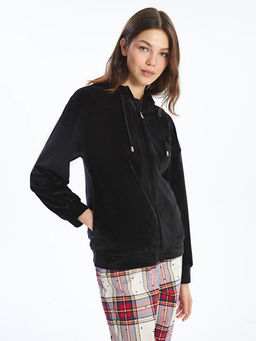 Kap??onlu Uzun Kollu Kadife Kad?n Pijama ?st