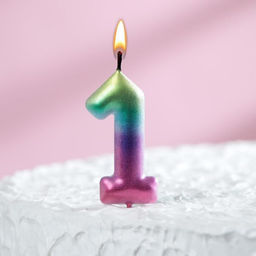 Цена за 3 шт. Свеча в торт Акварель, цифра 1, 5,5 см