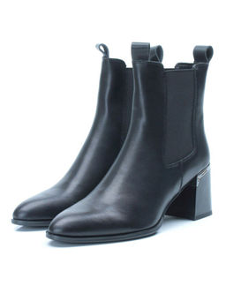 01-PCT161-1 BLACK Ботинки Челси демисезонные женские (натуральная кожа, байка)