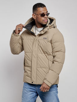 Куртка молодежная мужская зимняя с капюшоном бежевого цвета 8356B - Wonderrman фото 8