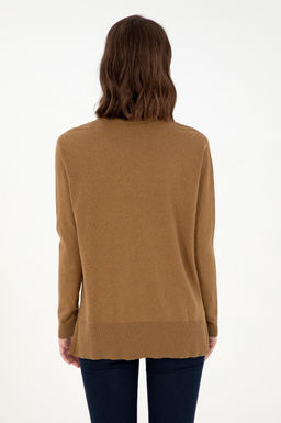 Женский базовый свитер темно-хаки меланжевого цвета - U.s. polo assn фото 5