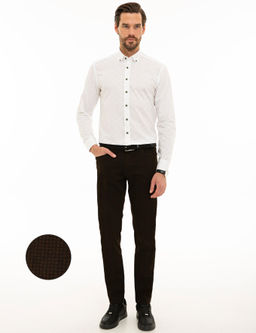 Koyu Kahverengi Slim Fit Kanvas Pantolon