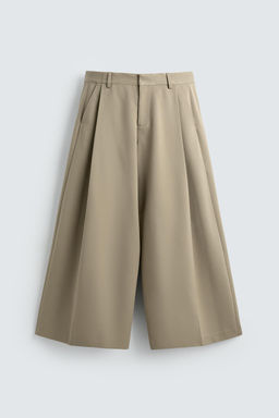 PANTAL?N WIDE FIT PLIEGUES / Beige