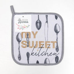 Прихватка Доляна Приборы 17х17см габардин, 35% х/л, 65% п/э, ватин 250г/м2  фото 4