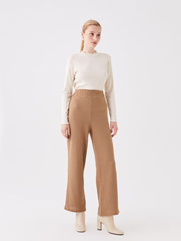 Beli Lastikli Rahat Kal?p Kendinden Desenli Kad?n Pantolon