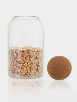 Банка для хранения сыпучих продуктов «Эко», 800 мл, 9×18 см, с пробковой крышкой, стекло, прозрачная