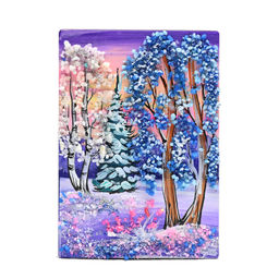 Магнит "Зима" с каменной крошкой 70*95мм. Радуга камня