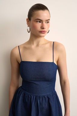 Платье мини из джинсы на бретелях - Mollis фото 3