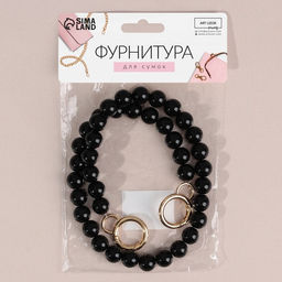 Ручка для сумки, бусы, d = 14 мм, 60 см, цвет чёрный/золотой - Арт узор фото 6