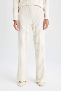 Спортивные штаны на камзоле в рубчик с нормальной талией - Defacto фото 3