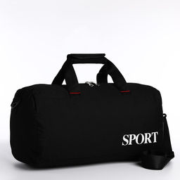 Сумка спортивная на молнии, боковой карман/сетка, регулируемый ремень, средний размер, цвет чёрный