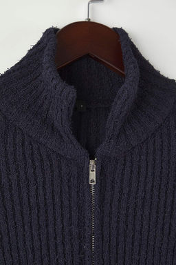 Wardrobe Essentials Lacivert Fermuarl? Dik Yaka Yumusak Dokulu Pamuklu Triko H?rka TWOAW26HI00088