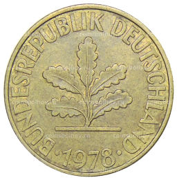 Монета 10 пфеннигов 1978 года D Германия