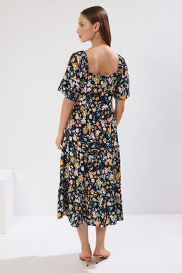 TRENDYOLMILLA Mor A Kesim Balon Kollu Cicek Desenli Midi Dokuma Elbise TWOSS20EL2323  фото 21