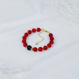 Браслет из Коралла и Раухтопаза 17,5 см +