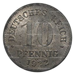 Монета 10 пфеннигов 1922 года Германия