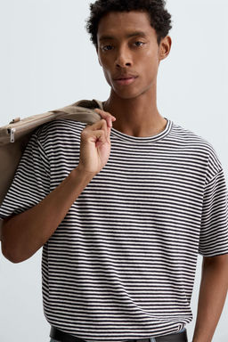 STRIPED COTTON-LINEN T-SHIRT - Zara фото 13
