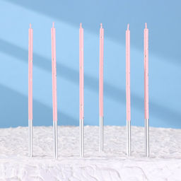 Набор свечей в торт, 6 штук Исполнение желаний, 15 см, розовый