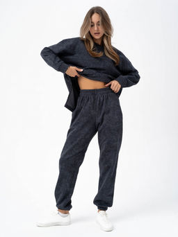 эффект варенки! Брюки джоггеры из футера 3-х нитки с петлей,графитовый - Binita фото 3